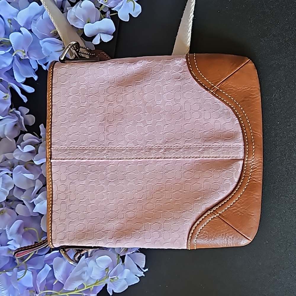 Coach 🎁 Pink Crossbody w CoA. Leather Accents, Canvas Strap - Picture 4 of 15